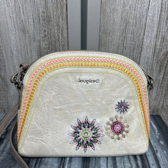 Desigual Crossbody Shoulder Bag Embroidered Mandalas Small - Picture 3 of 14